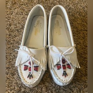White Minnetonka Moccasins